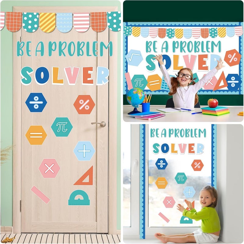 gisgfim Math Bulletin Board Decorations Be a Problem Solving Paper Cutouts Mathematics Symbol Math Signs Bulletin Board Set for Classroom Elementary Preschool Back to School Wall Door Decor Supplies - Image 5